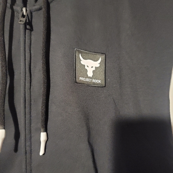 Men's Under Armour Project Rock Hoodie Black Terry Full Zip 1377424-001 Sz XXL - Picture 5 of 6